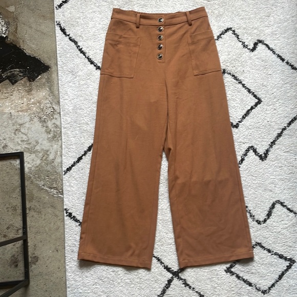 Elodie Button Fly Wide Leg Trousers - Picture 1 of 4